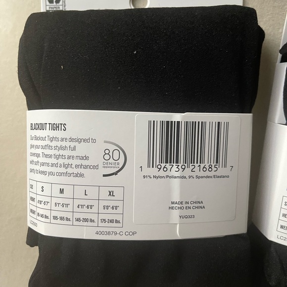 2 L'eggs Blackout Tights Medium and Large - Picture 5 of 5